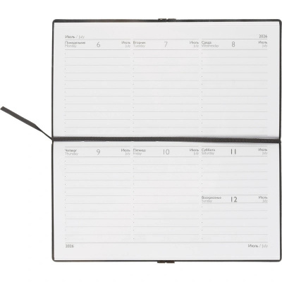 Еженедельник датированный нестандарт (175х95) искусственная кожа 64 л Escalada чёрный с фикс.рез. - фото 7