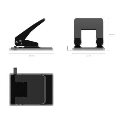 Дырокол до 40 листов Erich Krause Quadro черный - фото 2