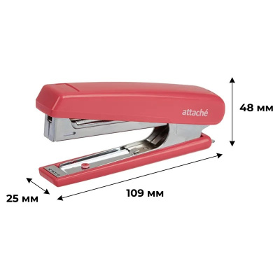 Степлер канцелярский до 12 листов ATTACHE розовый с антистеплером - фото 4