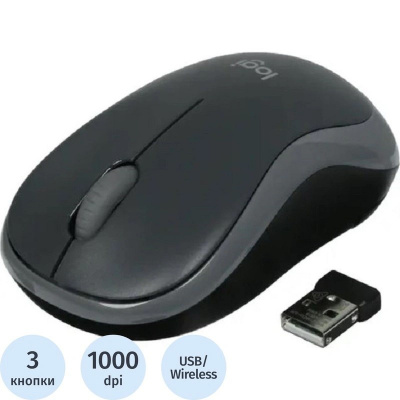 Мышь компьютерная беспроводная Logitech M185 (910-002252) черно-серая - фото 1