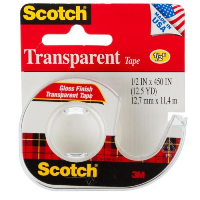 Клейкая лента канцелярская 12.7 мм х 7.62 м прозрачная с диспенсером Scotch - фото 1