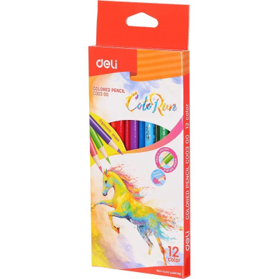 Карандаши цветные 12 цветов трехгранные Deli ColoRun - фото 6