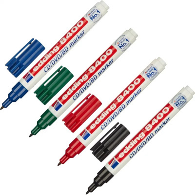 Маркер для CD/DVD дисков 4 цвета Edding 8400 (толщина линии 0.5-1 мм) НАБОР - фото 1