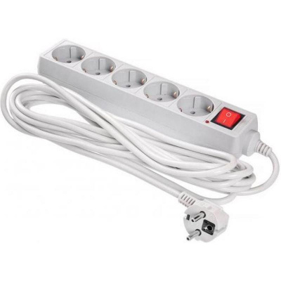 Сетевой фильтр на 5 розеток 5 метров Buro 500SL-G серый - фото 1