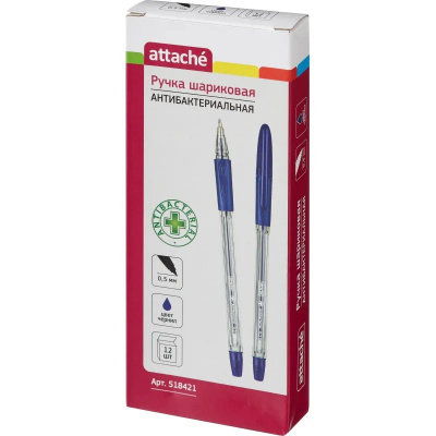 Ручка шариковая Attache Antibacterial A03 0.5 мм синяя - фото 2
