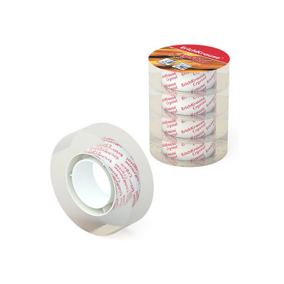 Клейкая лента канцелярская 18 мм х 33 м прозрачная Erich Krause Crystal (уп. 4 шт) - фото 1