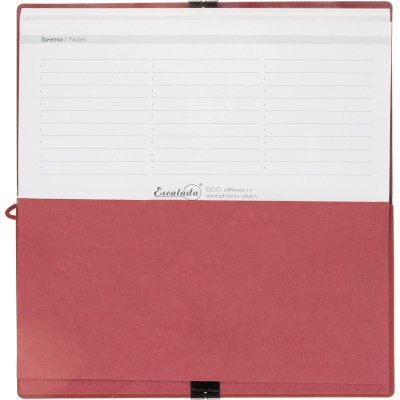 Еженедельник датированный нестандарт (175х95) искусственная кожа 64 л Escalada красный с фикс.рез. - фото 5