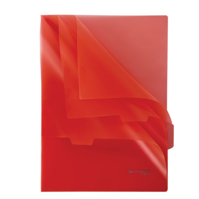 Папка-уголок А4 150 мкм 3 отделения Brauberg красная - фото 2