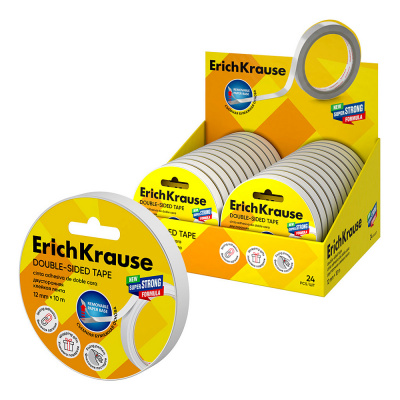 Клейкая лента канцелярская двухсторонняя 12 мм х 10 м прозрачная Erich Krause - фото 1