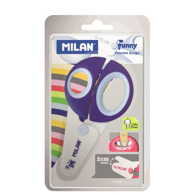 Ножницы детские 122 мм тупоконечные с пластиковыми лезвиями и эргономичными ручками Milan Funny - фото 2
