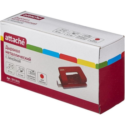Дырокол до 12 листов Attache красный с линейкой - фото 3