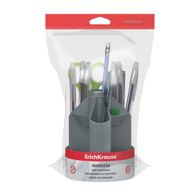 Набор настольный вращающийся 11 предметов ErichKrause Mini Desk Ice Metallic серебряный - фото 2