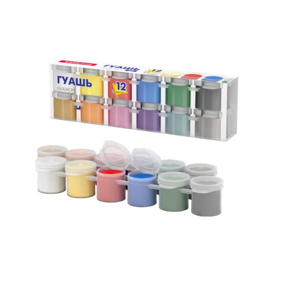 Гуашь 12 цветов по 15 мл в блок-таре Erich Krause Basic - фото 1