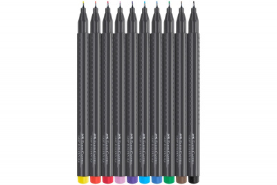 Ручка капиллярная Faber-Castell Grip Finepen 0.4 мм 10 цветов НАБОР - фото 3