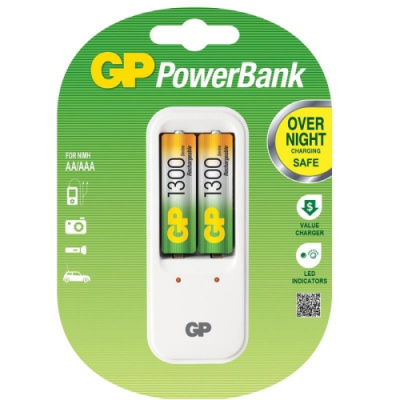 Зарядное устройство GP PB410GS130 2 слота в компл. 2 акк. 1300mAh - фото 1