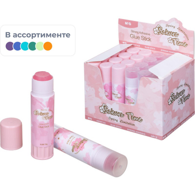 Клей-карандаш школьный 15г M&G Sakura, цвет корпуса в ассортименте - фото 1