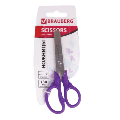 Ножницы детские 130 мм тупоконечные с эргономичными ручками в ассортименте Brauberg - фото 1