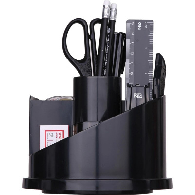 Набор настольный вращающийся 17 предметов Deli черный - фото 1