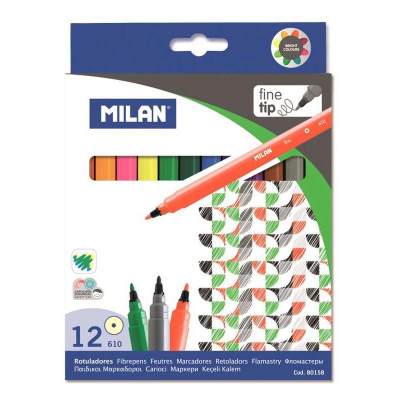 Фломастеры 12 цветов Milan, цена, описание, фото 1 Фломастеры 12 цветов Milan - фото 1