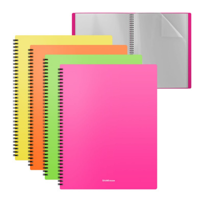 Папка файловая А4 10 мм на 20 файлов на спирали Erich Krause Matt Neon в ассортименте - фото 1