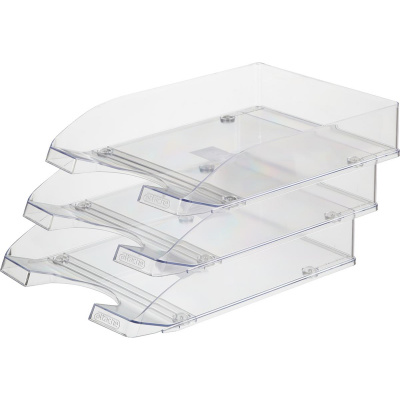 Лоток для бумаг горизонтальный прозрачный Attache Line размер 340х255х63 мм - фото 6