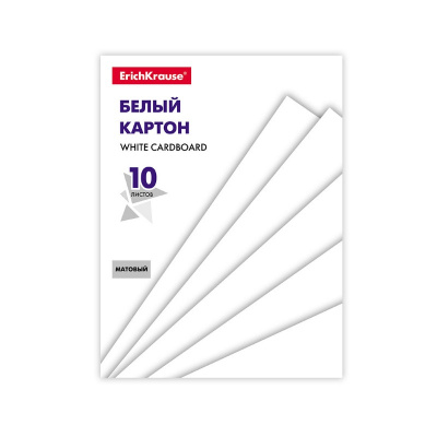 Картон белый на клею А4 10 листов Erich Krause Basic - фото 1