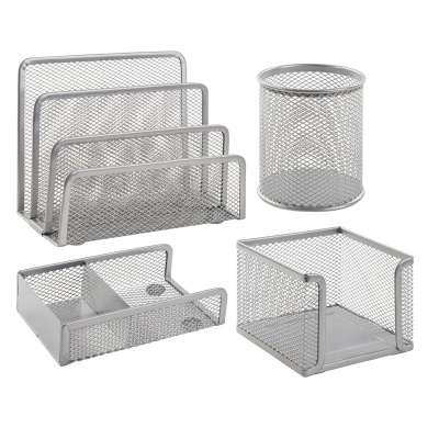 Набор настольный металлический 4 предмета Brauberg Germanium серебристый - фото 1