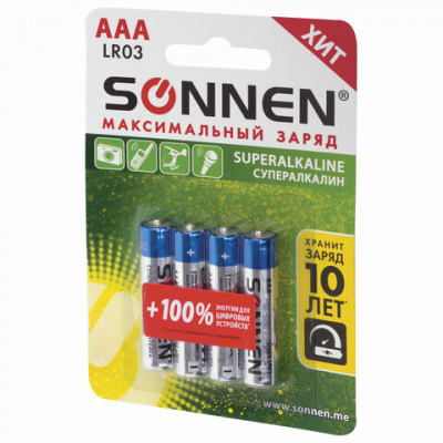 Батарейка Sonnen Super Alkaline AAA/LR03/24A 4шт/уп - фото 3
