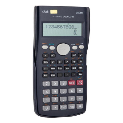 Калькулятор научный 10+2 разрядный Deli ED82MS темно-синий (подходит для ЕГЭ) - фото 1
