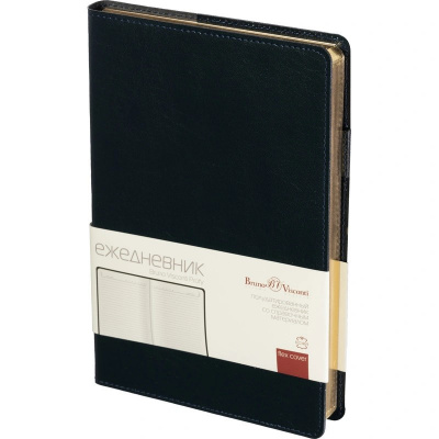 Ежедневник полудатированный А5 192 л Bruno Visconti Profy натур.кожа синий (золотистый обрез) - фото 1