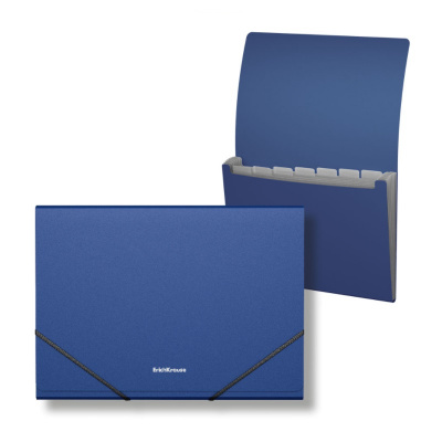Папка-органайзер пластиковая А4 Erich Krause Matt Classic синяя (6 отделений) - фото 1