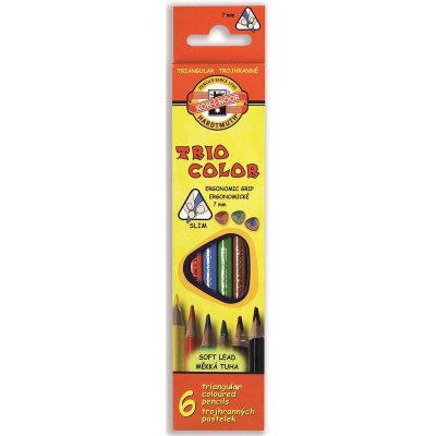 Карандаши цветные 6 цветов трехгранные Koh-I-Noor Triocolor - фото 1
