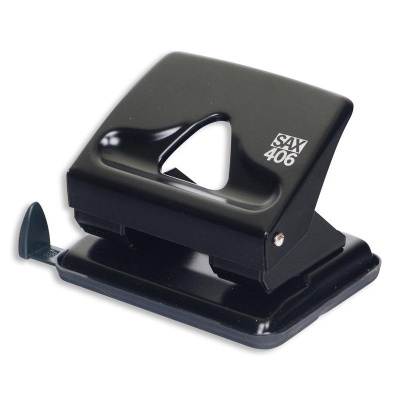 Дырокол до 30 листов Sax 406 черный с линейкой - фото 1