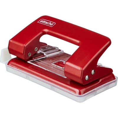 Дырокол до 12 листов Attache красный с линейкой - фото 1