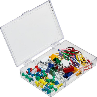 Набор канцелярский Attache 3 отделения (кнопки, зажимы для бумаг 19 мм, скрепки 28 мм) - фото 1