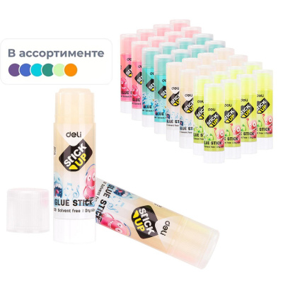 Клей-карандаш школьный 21 г DELI прозрачный, цвет корпуса в ассортименте - фото 1