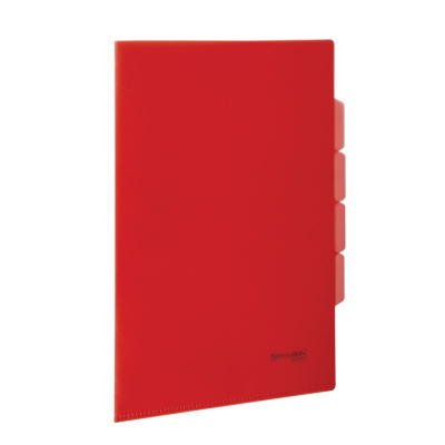 Папка-уголок А4 150 мкм 3 отделения Brauberg красная - фото 1