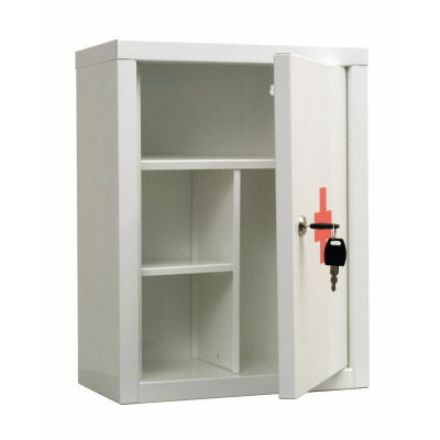 Аптечка металлическая ПРАКТИК AMD-39 белая, ключ. зам, 300х160х390 - фото 1