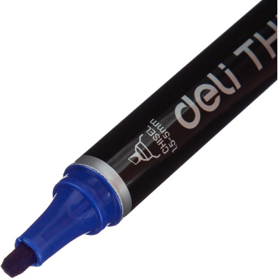 Маркер перманентный синий Deli Think, скошенный наконечник (толщина линии 1,5-3 мм) - фото 5