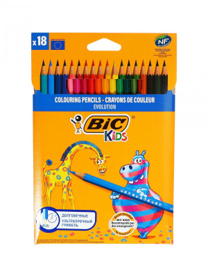Карандаши цветные 18 цветов шестигранные BIC Evolution - фото 1