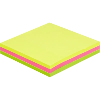 Блок-кубик с клеевым краем 76х76 мм Attache Selection неоновый 3 цвета (1 блок, 150 листов) - фото 2