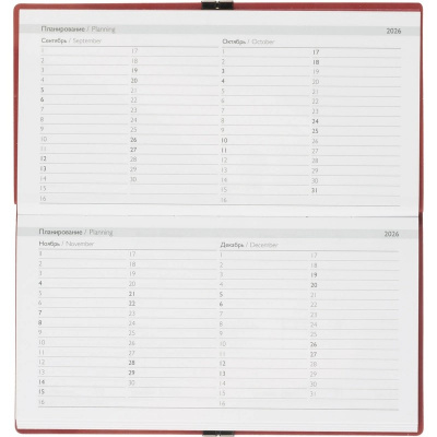 Еженедельник датированный нестандарт (175х95) искусственная кожа 64 л Escalada красный с фикс.рез. - фото 12