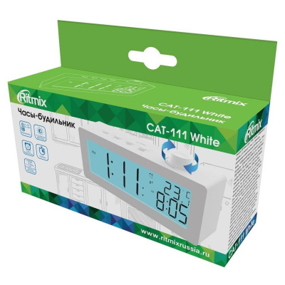 Часы-будильник Ritmix CAT-111 белые - фото 2