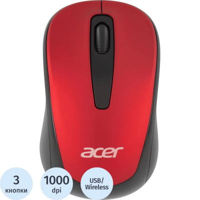 Мышь компьютерная беспроводная Acer OMR136 (ZL.MCEEE.01J) чёрно-красная - фото 1