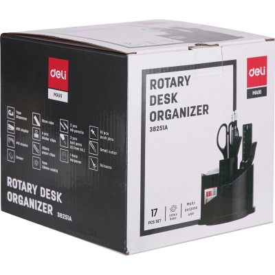 Набор настольный вращающийся 17 предметов Deli черный - фото 4