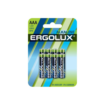Батарейка Ergolux Alkaline AAA 8шт/уп - фото 1