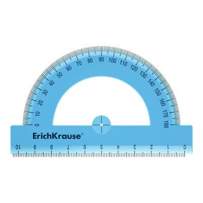 Транспортир 10 см / 180° прозрачный Erich Krause цвет в ассортименте - фото 3