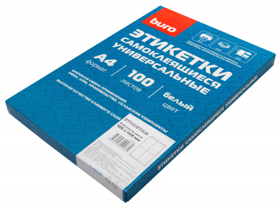 Этикетки самоклеящиеся 105х148 мм белые матовые Buro (4 шт на листе А4, уп. 100 л) - фото 1