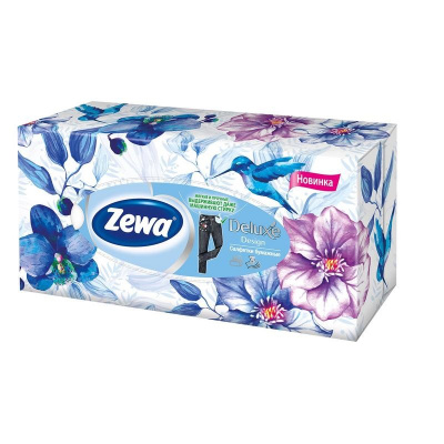 Салфетки косметические Zewa Deluxe Design трехслойные (уп. 90 шт) - фото 1