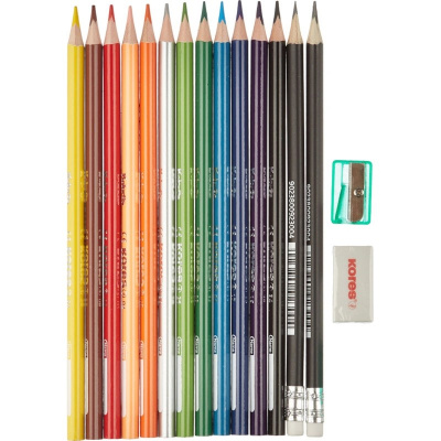 Карандаши цветные 12 цветов трехгранные Kores - фото 6